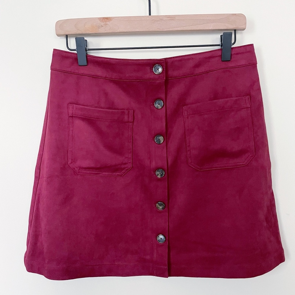 Marine Layer Myra button up faux suede skirt